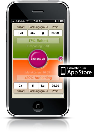 CompareMe - Shopping Utility iPhone app GERMAN