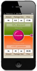 CompareMe Shopping Utility iOS app main screen